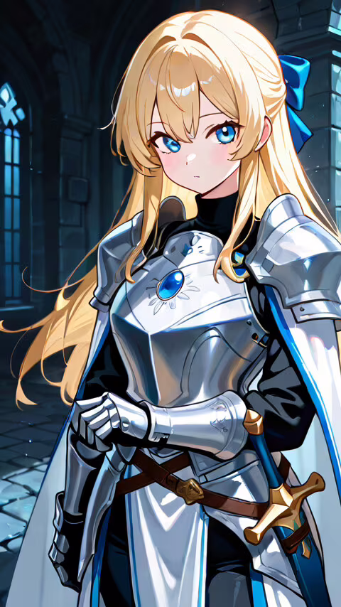 An anime-style illustration of the female knight Teresa du Laurentia with long blonde... wallpaper photo gallery download