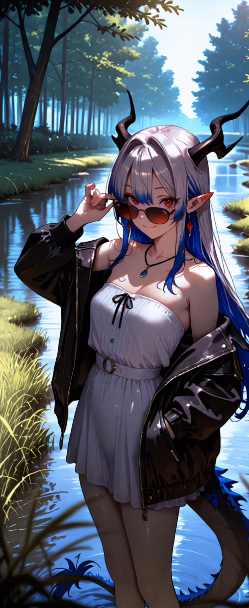 An anime-style illustration of the VTuber Selen Tatsuki as a dragon girl. She has... wallpaper photo gallery download