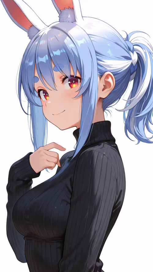 An anime illustration of Usada Pekora, a girl with light blue hair in a ponytail... pictures for wallpaper