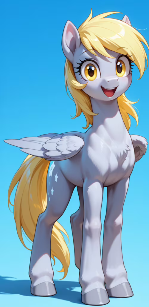 Full body digital art of the My Little Pony character Derpy Hooves. She is a grey... Samsung Galaxy A01 Core free background images