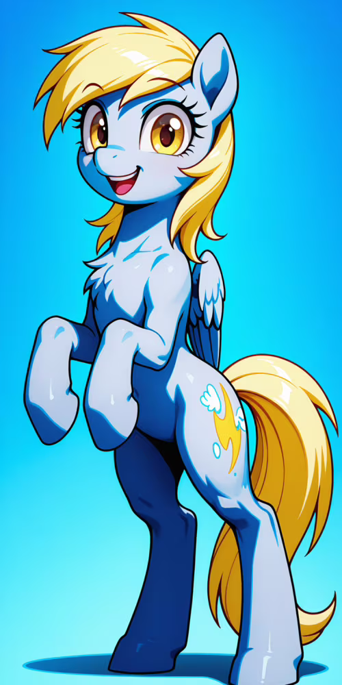 Full body digital art of the My Little Pony character Derpy Hooves. She is a grey... Fairphone 3 plus Plus wallpapers for android