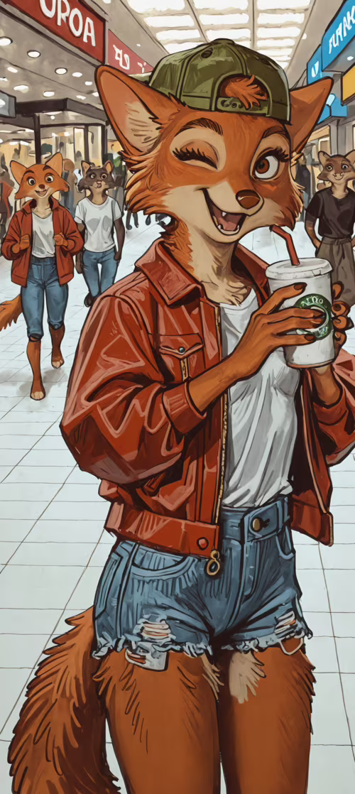 A full-length illustration of the anthropomorphic fox Maid Marian from Robin Hood... Redmi Note 13 Pro plus pictures for wallpaper