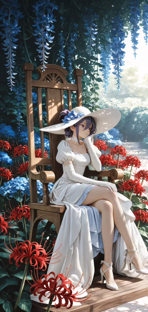 A full-body illustration of the anime character Seele Vollerei with purple hair,... Doogee N20 download free phone wallpaper