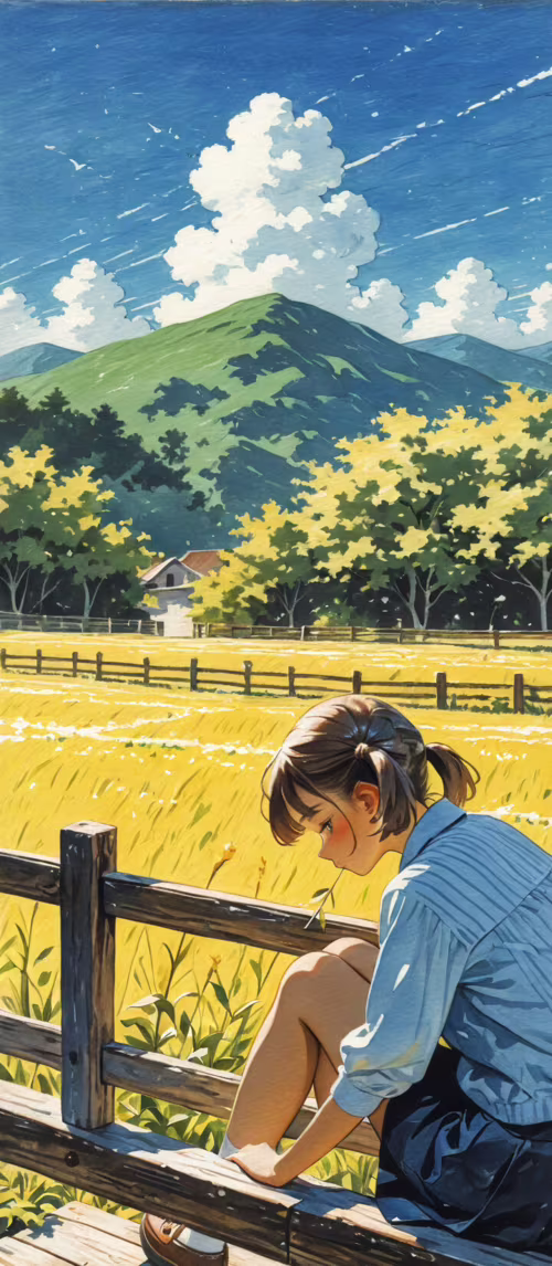 An anime-style illustration of a young woman with short brown pigtails, wearing a... download free phone wallpaper