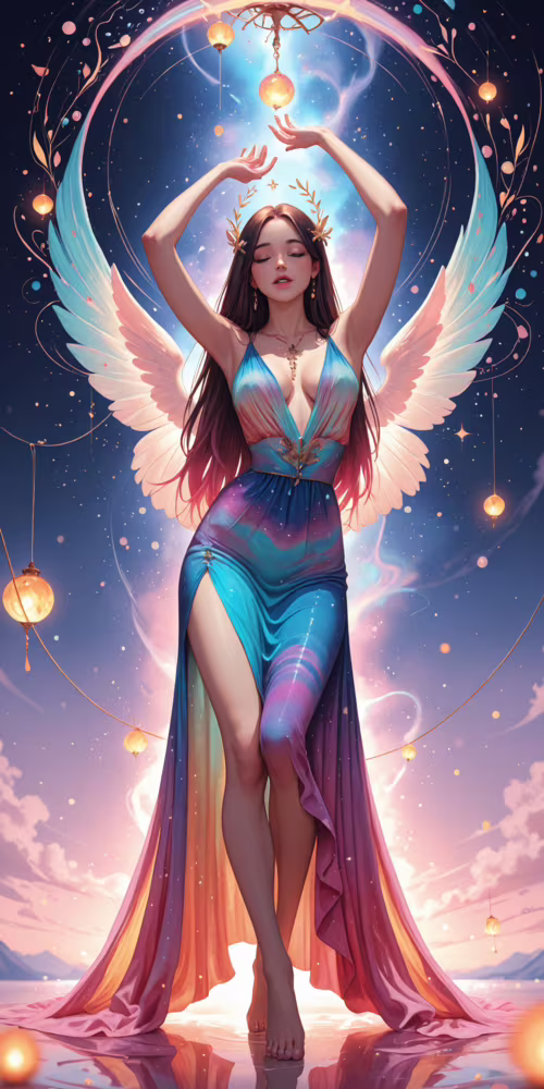 A full-length illustration of a beautiful woman with long dark hair in a colorful... Doro 8080 free background images