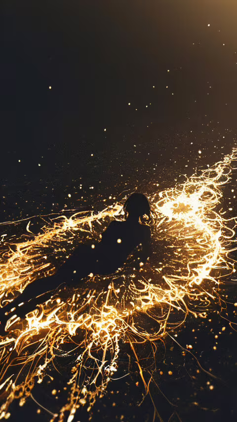 A silhouette of a woman in a reclining pose, nestled within a circular formation... hand phone wallpaper