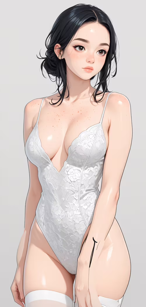 A digital illustration of a beautiful young woman with long platinum blonde hair,... Doogee N20 hand phone wallpaper