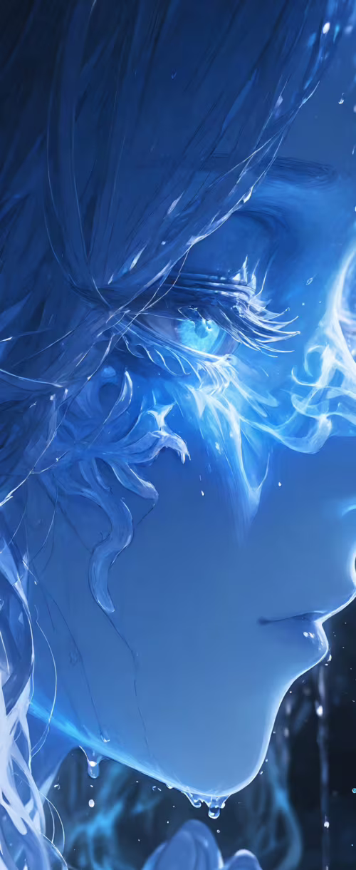 A close-up, side profile portrait of the video game character Ranni the Witch from... free background