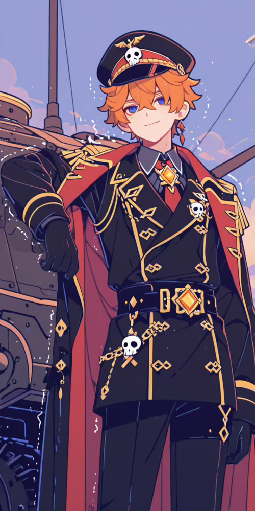 An anime-style illustration of Tartaglia from Genshin Impact. He has orange hair... Cubot Note 7