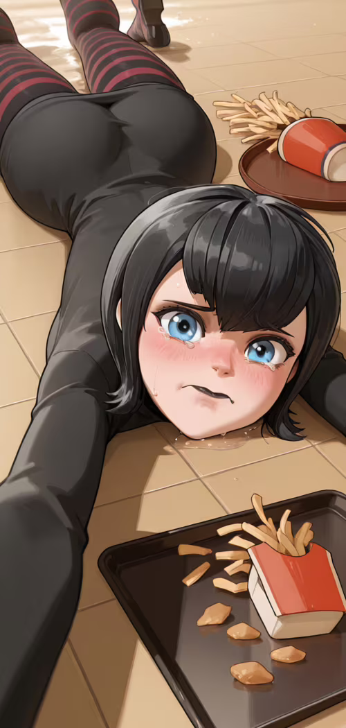 An anime-style illustration of Mavis Dracula from Hotel Transylvania lying on the... wallpapers for android