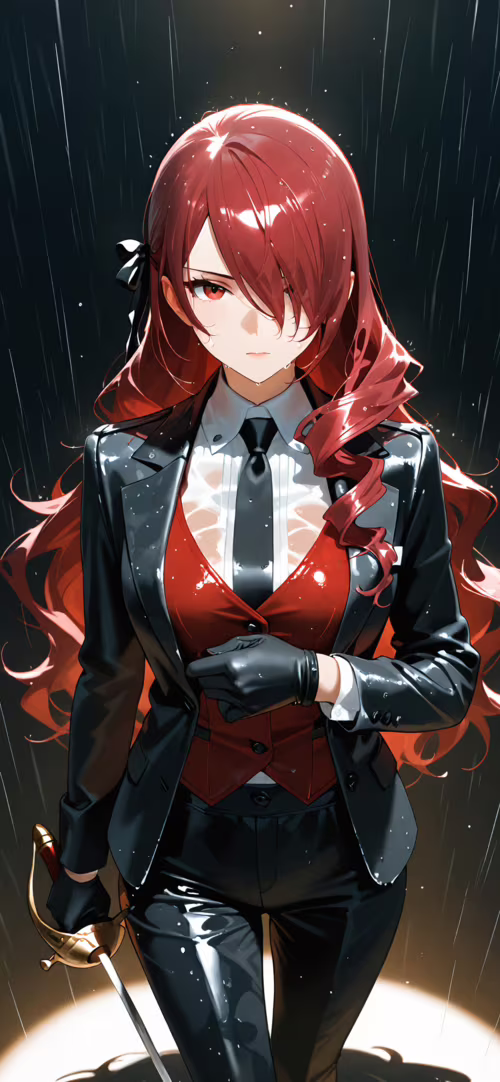 An anime-style illustration of Mitsuru Kirijo from Persona 3. She has long red hair... Tecno Phantom X free background images