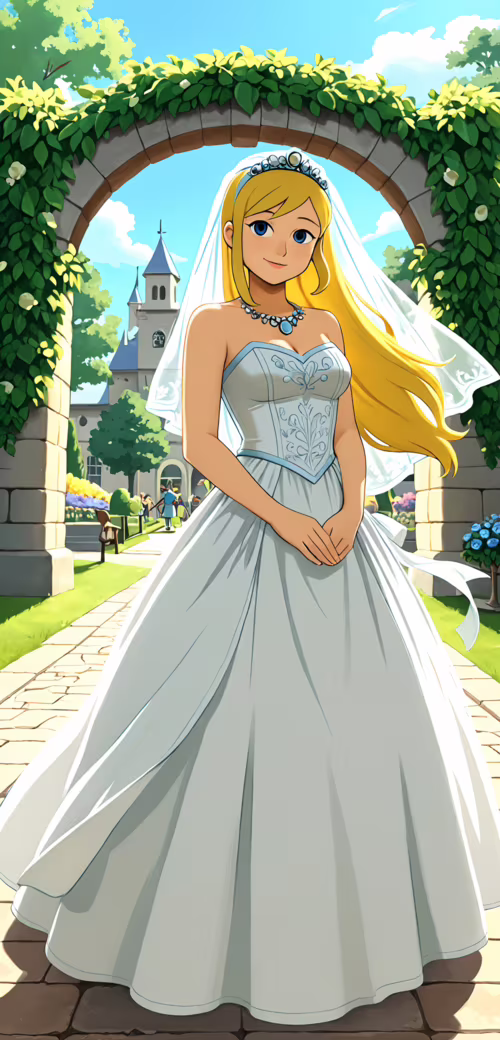 An anime-style illustration of a young blonde princess with blue eyes, wearing a... Doro 8080 wallpaper photo gallery download