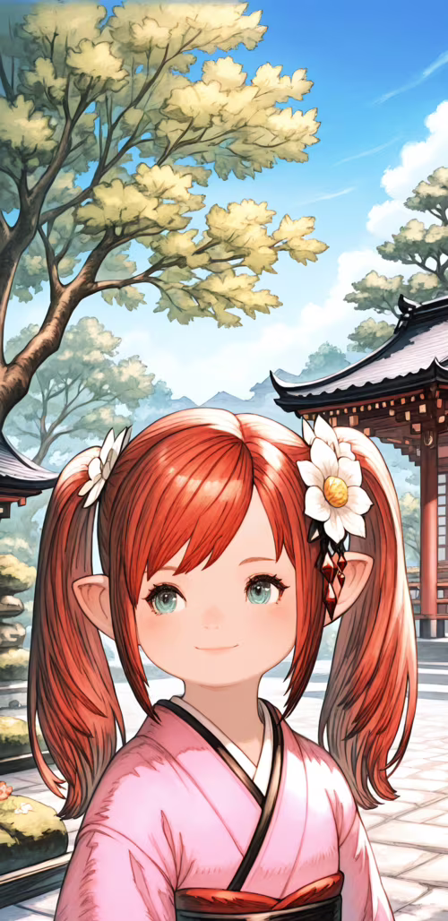A close-up portrait of a cute anime-style girl with red hair in pigtails, pointy... Samsung Galaxy A8 Star pictures for wallpaper