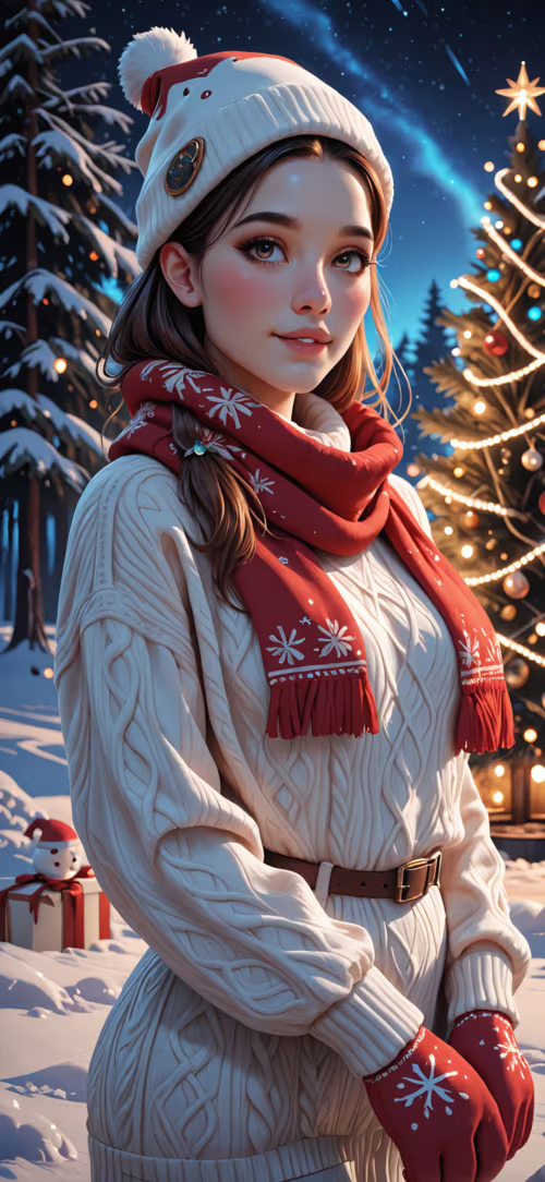 A young woman with green eyes wearing a white knit winter hat and sweater, smiling... Honor 50 Pro hd background