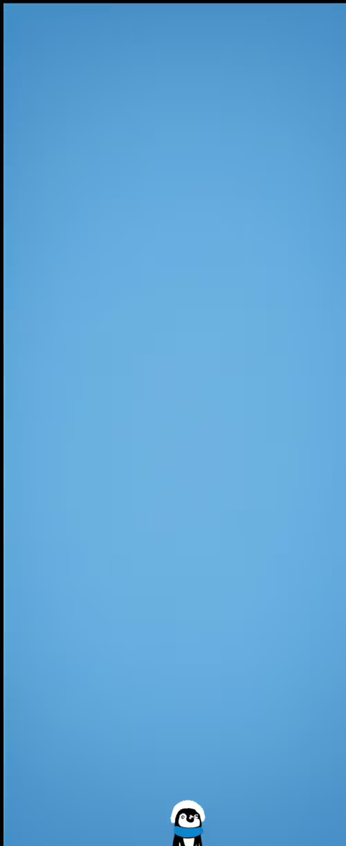 An adorable anime-style penguin wearing a blue winter hat and a matching plaid scarf... Samsung Galaxy Z Flip6 hd background