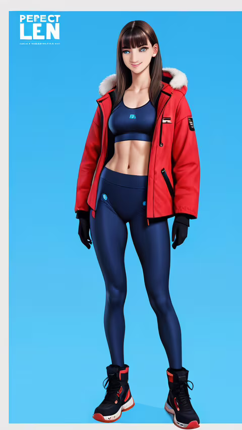 A full-body illustration of a young anime-style woman with dark hair and blue eyes,... Vodafone Smart E8