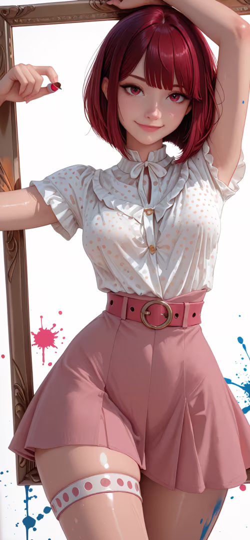 An illustration of Kana Arima from Oshi no Ko, a young woman with short red hair... Apple iPhone X wallpapers for android