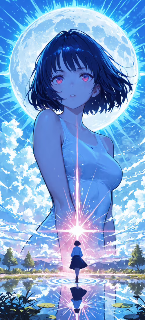 An epic anime artwork of a giant Rikka Takarada from SSSS.Gridman in a futuristic...