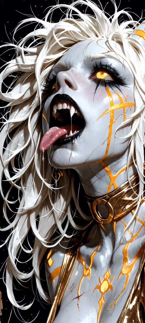 A close-up portrait of a female Lightforged Draenei with messy white hair and glowing... Honor 200 free background