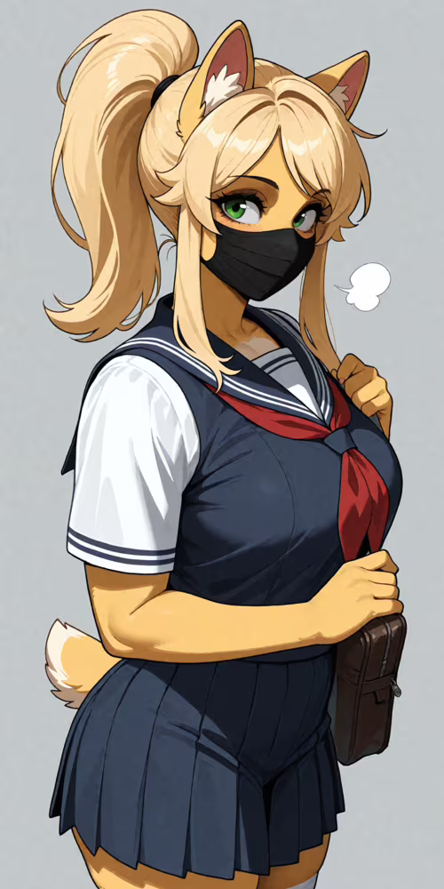 An anime illustration of a young woman with blonde hair in a ponytail and vibrant... Doro 8080 wallpaper images