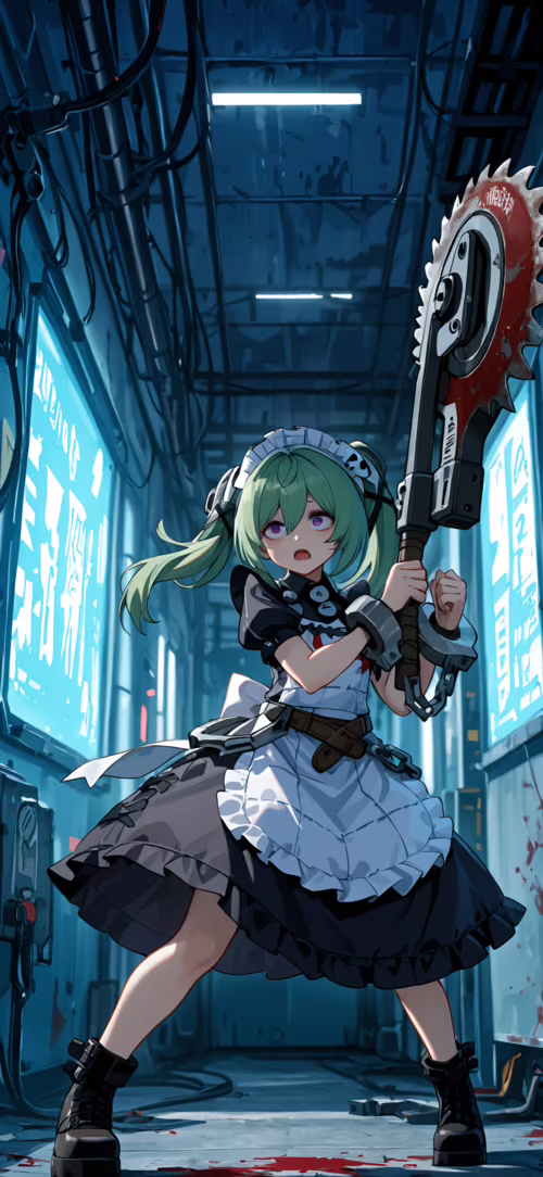 A full-body illustration of Gretel from SINoALICE, an anime girl with green hair...