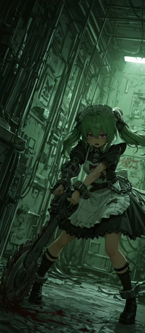 A full-body illustration of Gretel from SINoALICE, an anime girl with green hair... Redmi 10C hd background