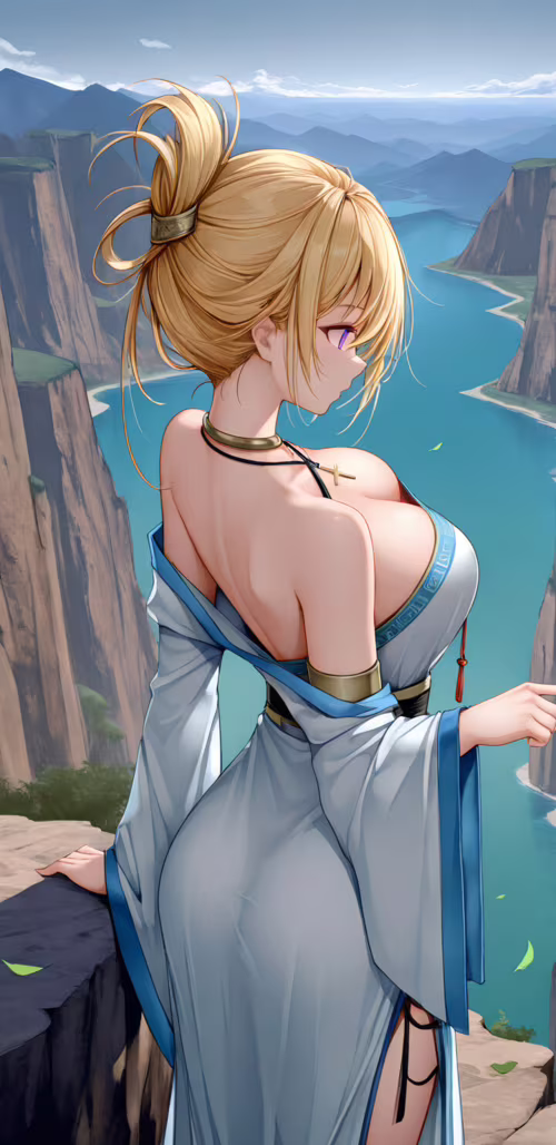 An anime-style illustration of the blonde character Illustrious from Azur Lane, viewed... Samsung Galaxy J6 plus Plus background images hd