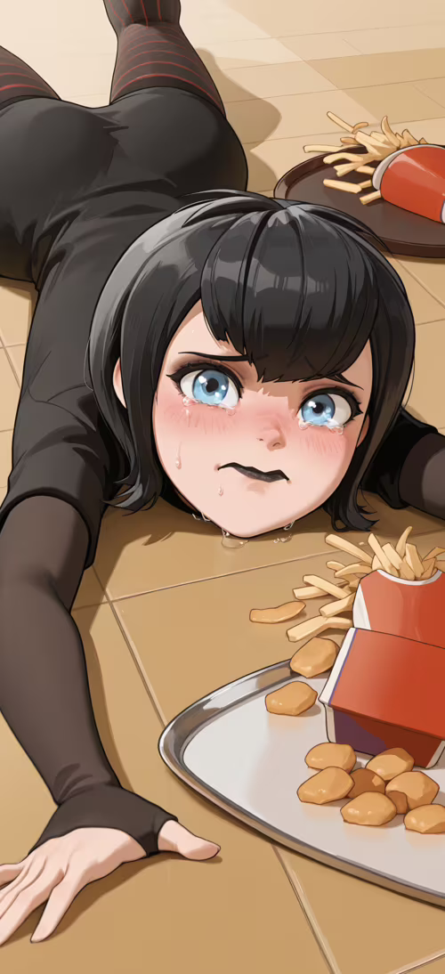 An anime-style illustration of Mavis Dracula from Hotel Transylvania lying on the... Honor Magic6 Pro free background