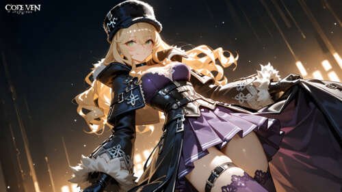 A full-body illustration of Mia Karnstein from Code Vein, a blonde woman with green... 4K (Ultra HD) background images hd