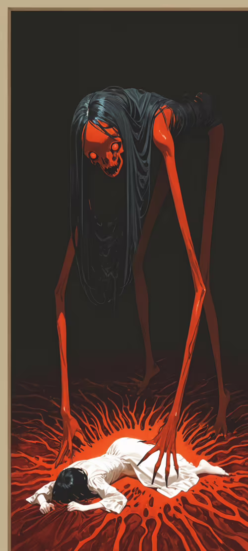 A digital painting of the character Morta from the 'Vermis' series, a woman with... Honor 200 hand phone wallpaper