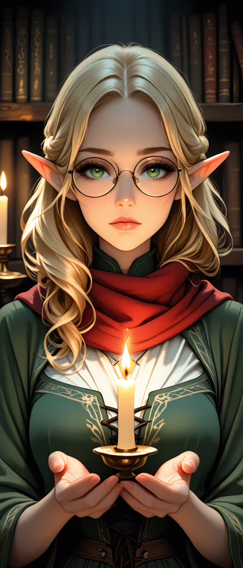 A close-up portrait of a beautiful female elf with medium-length blonde hair, pointed... ZTE nubia Flip 5G wallpaper images