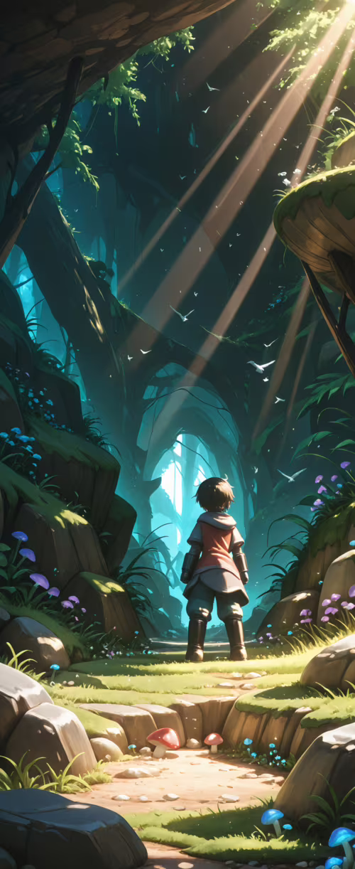 An illustration of the character Reg from Made in Abyss, viewed from behind. He is... Tecno Phantom V Flip2 wallpaper photo gallery download