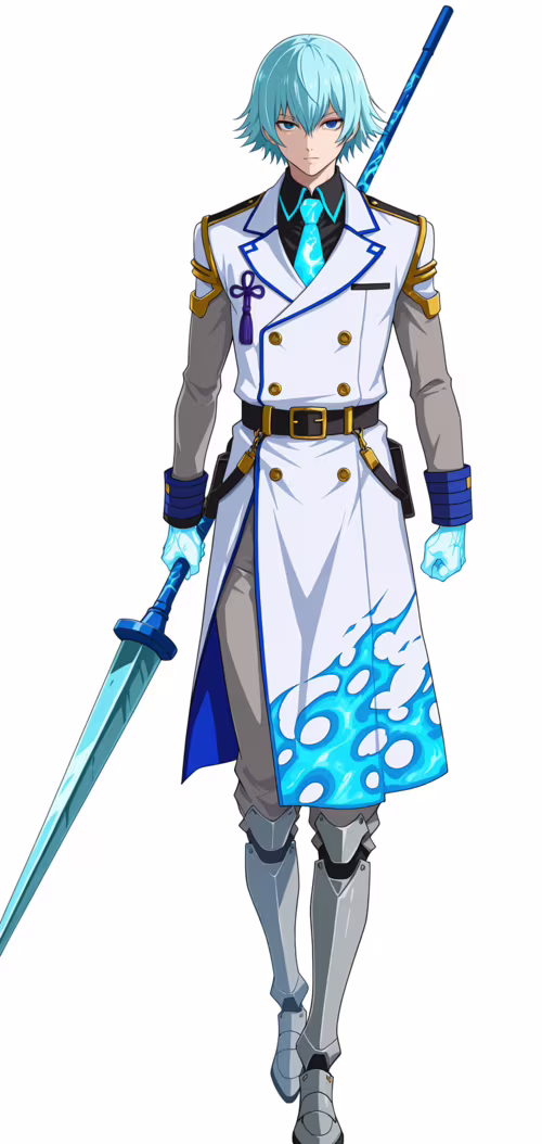 Full-body artwork of Sei from BlazBlue Alternative: Dark War, a young man with blue... Doogee N10 wallpaper photo gallery download