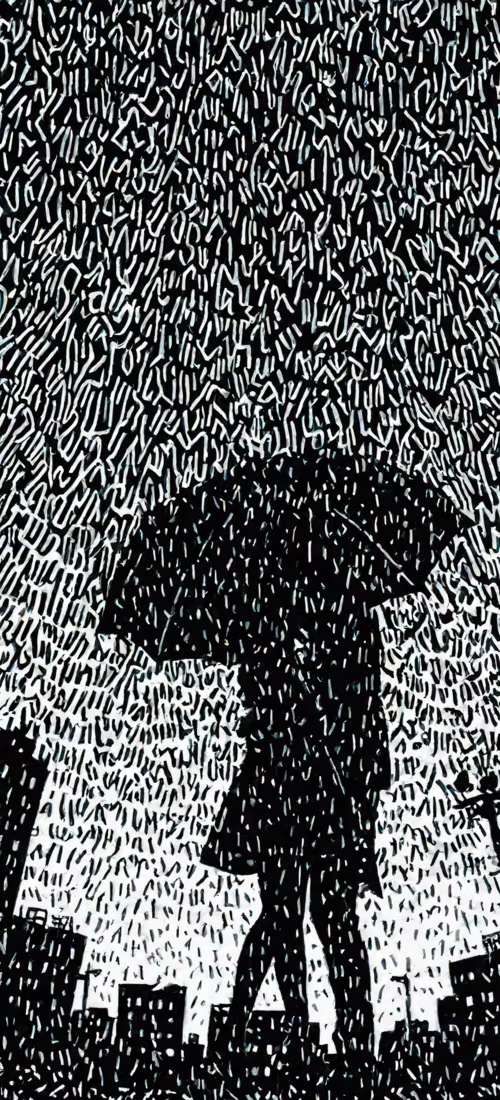 A black and white abstract artwork showing the silhouette of a couple hugging under... Huawei Mate 40 download free phone wallpaper