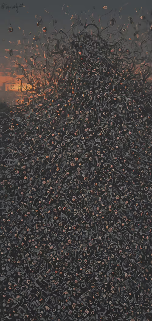 An ukiyo-e style artwork of an ethereal spirit made of tangled dark brown roots and... realme 3 pictures for wallpaper