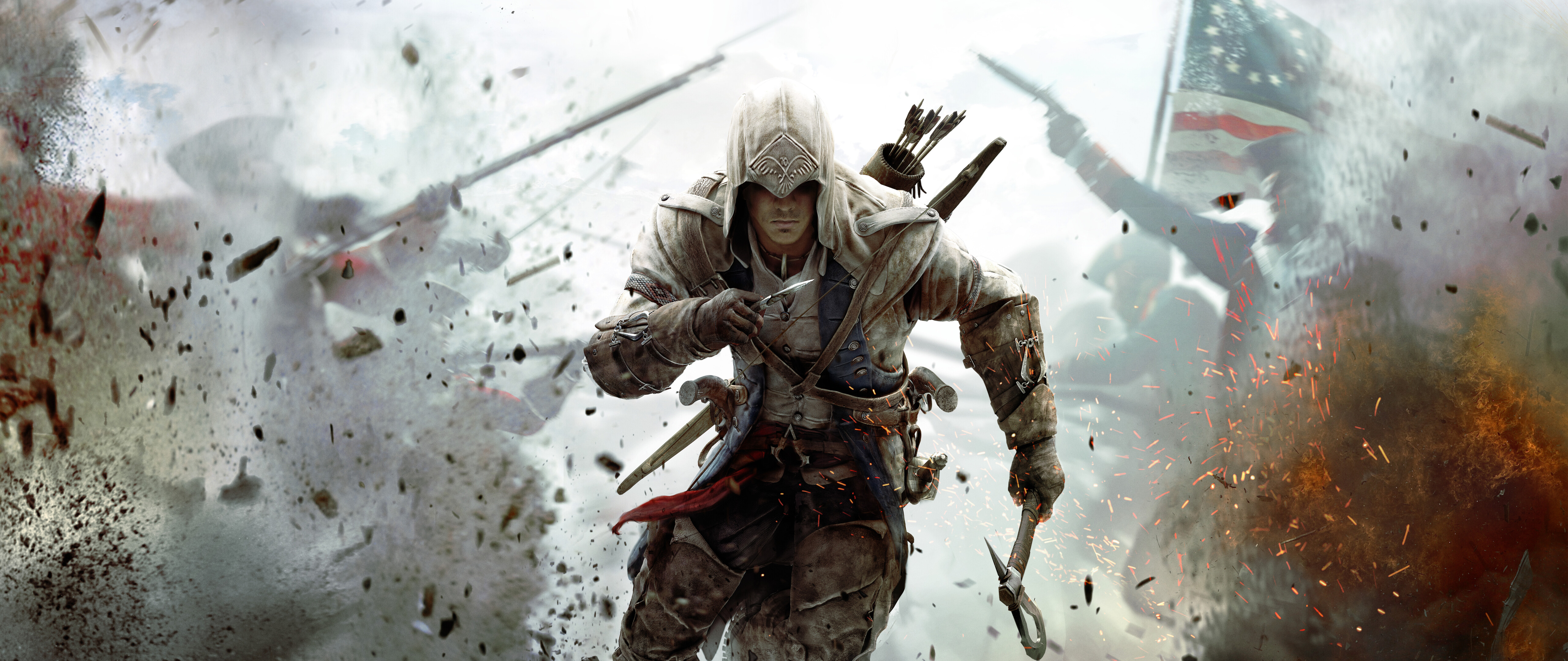 Connor Kenway from Assassin's Creed III wearing his signature assassin robes and hood.