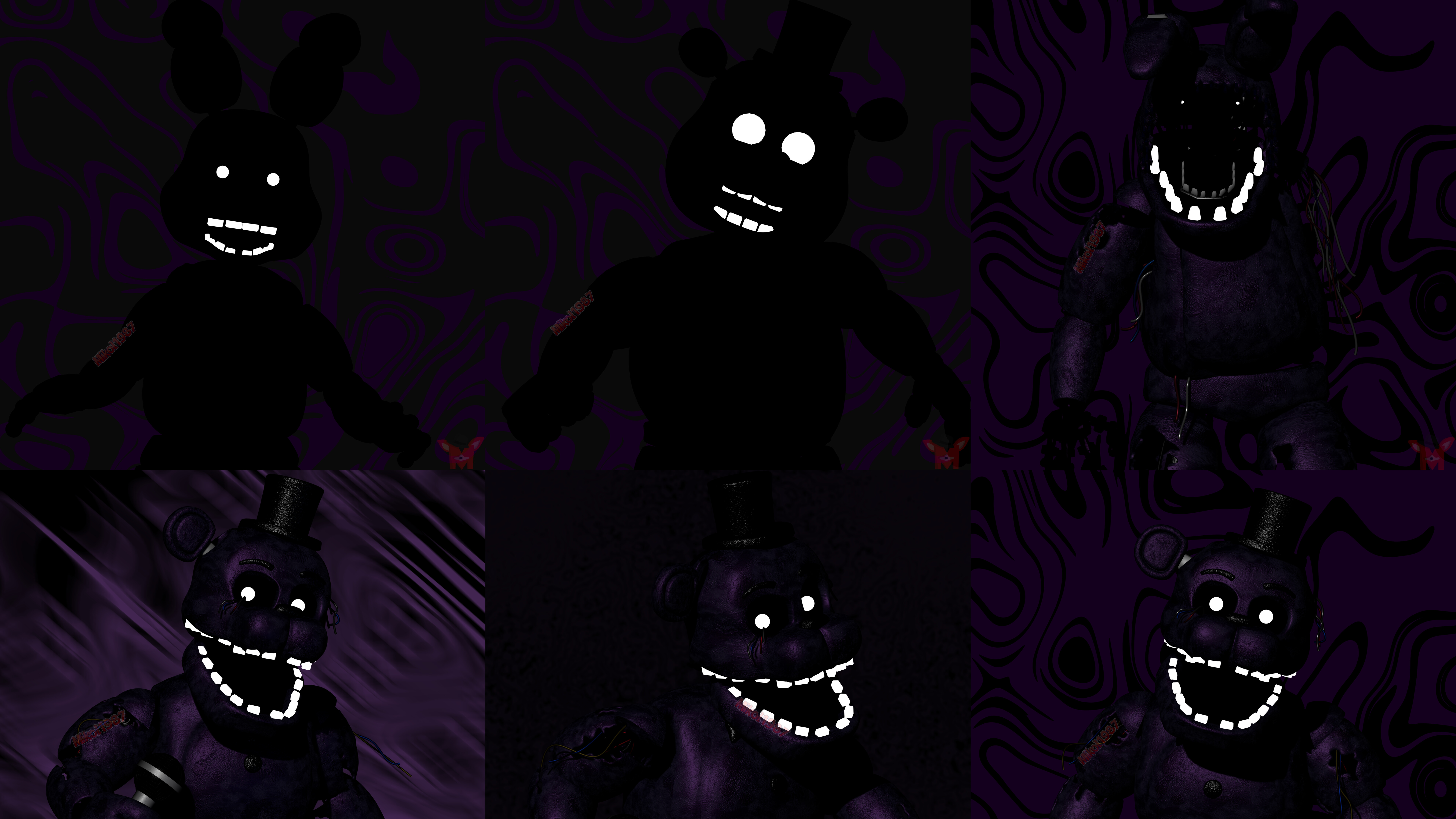 Shadow Freddy and Shadow Bonnie from the Five Nights at Freddy's video game series.