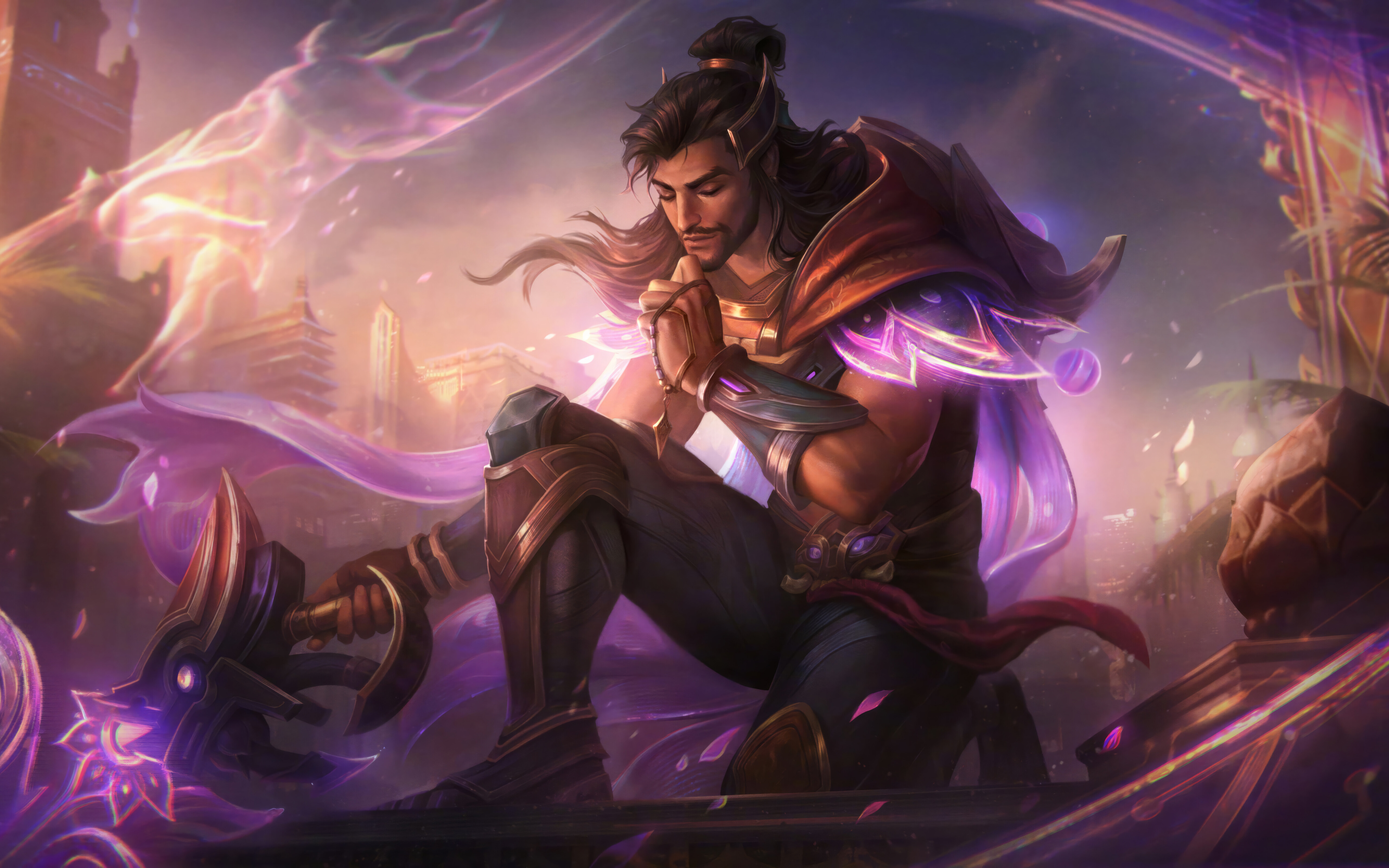 A cinematic depiction of Akshan, the adventurer from League of Legends, featuring his signature gear.