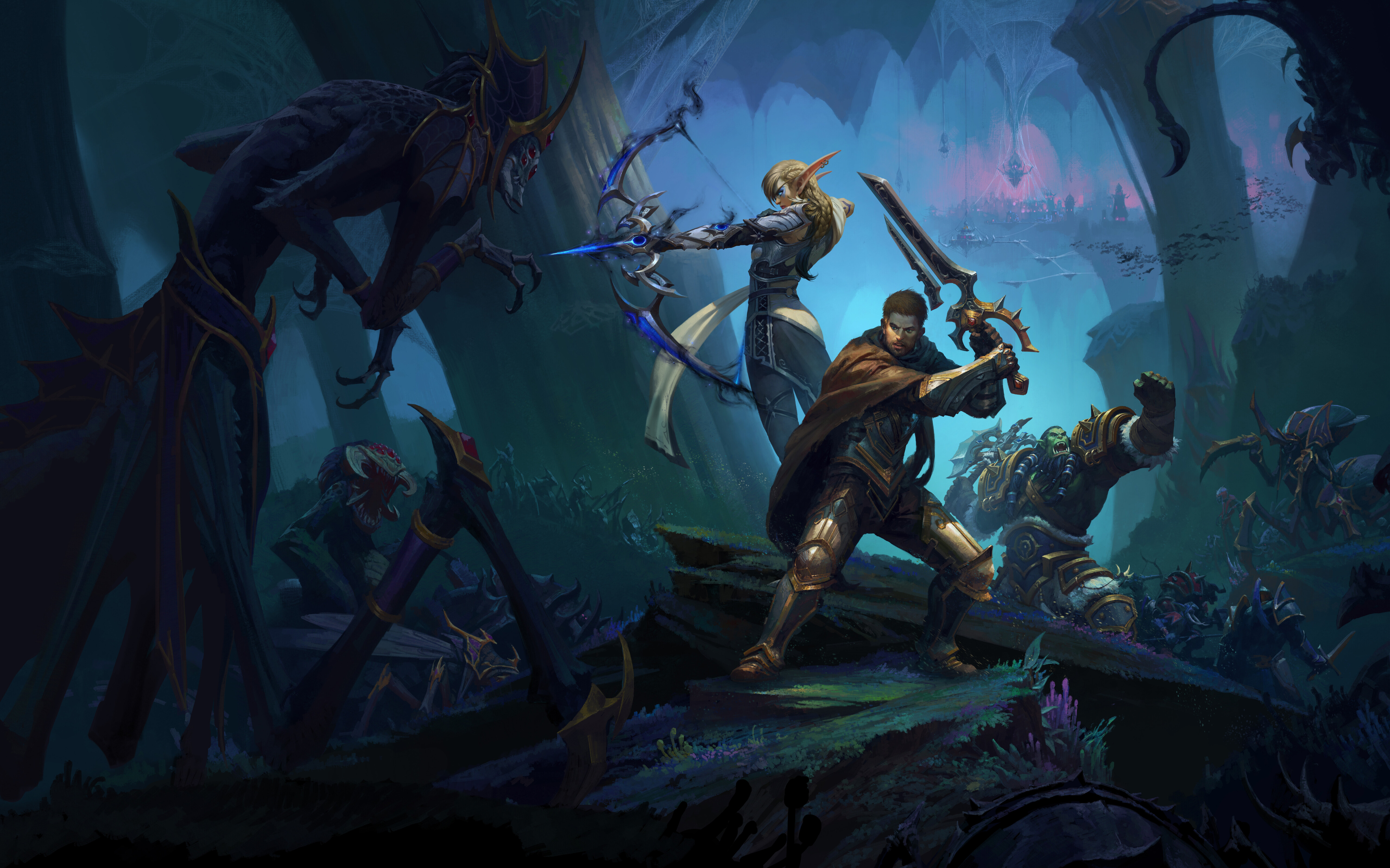 Alleria Windrunner, Anduin Wrynn, and Thrall from the video game World of Warcraft: The War Within