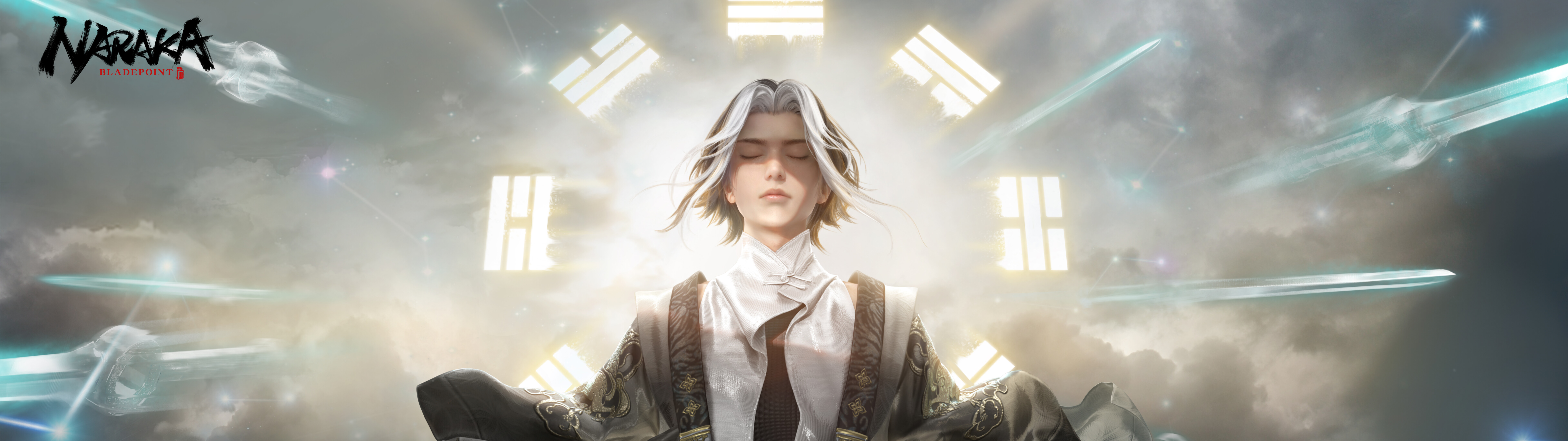 A mage character from Naraka: Bladepoint performing a magical spell with luminous energy effects.