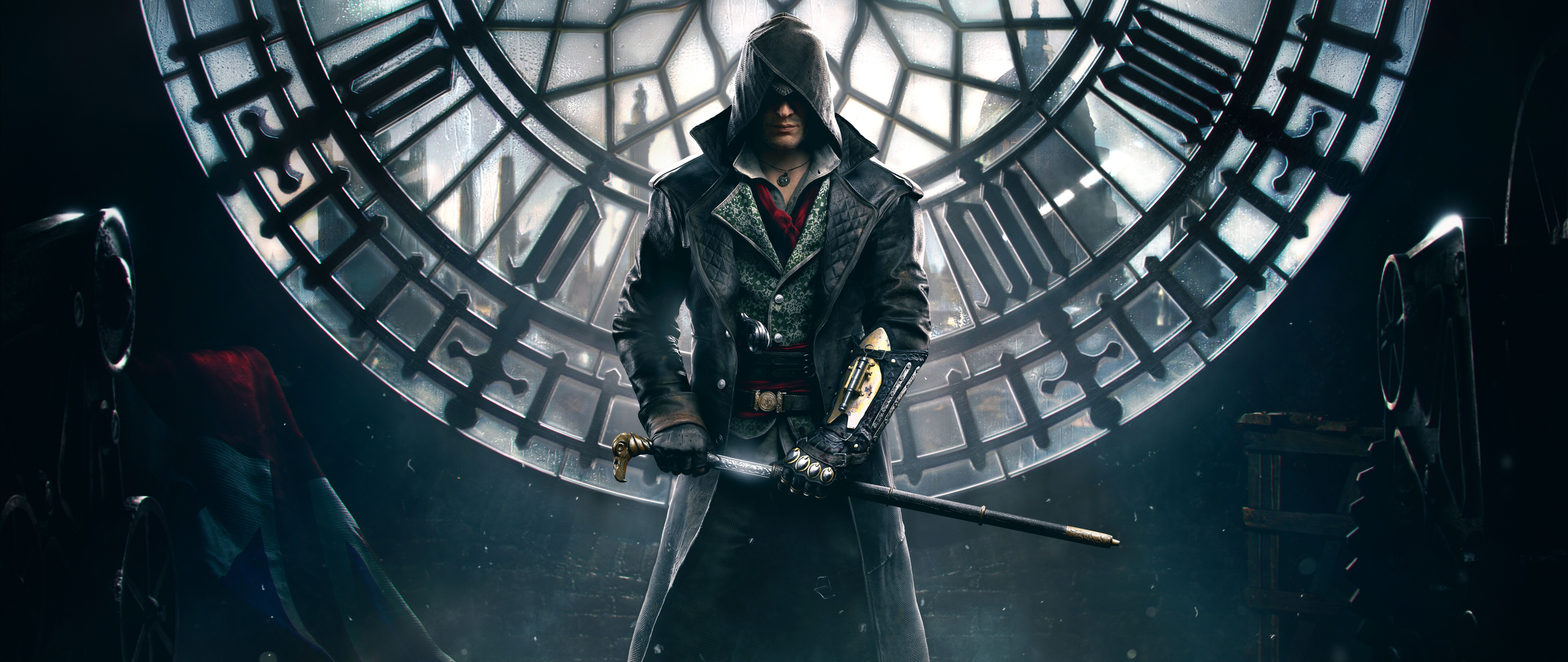 A detailed portrait of Jacob Frye from the video game Assassin's Creed Syndicate.