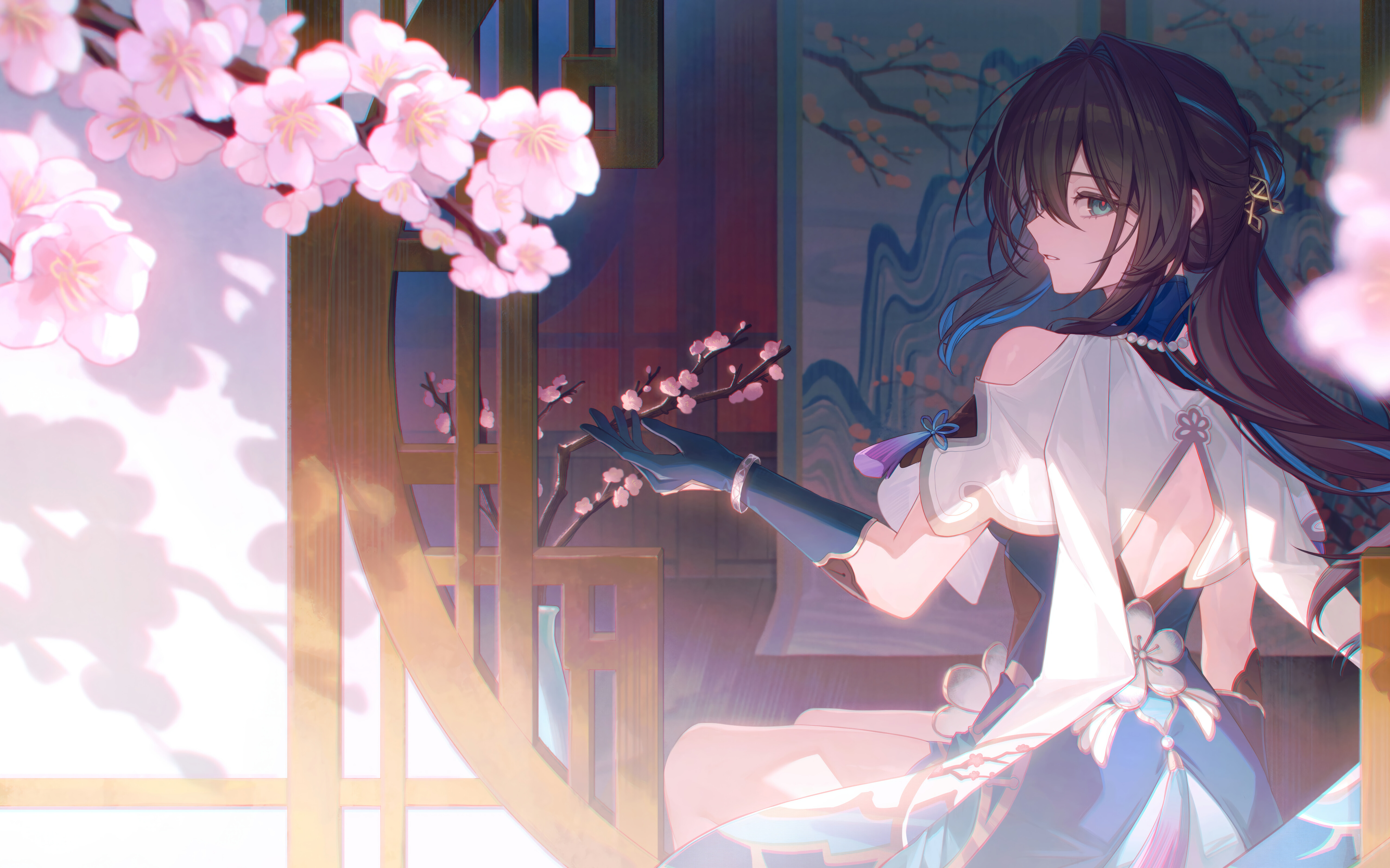 An elegant portrait of Ruan Mei from the video game Honkai: Star Rail.