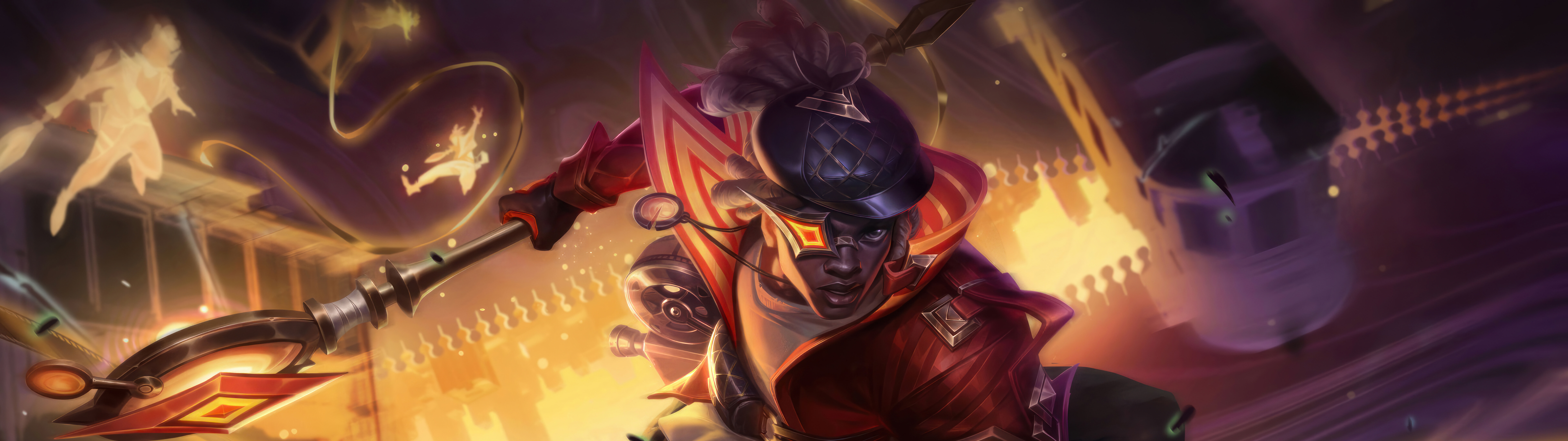 A close-up portrait of Ekko from League of Legends, featuring neon blue accents and futuristic technology.