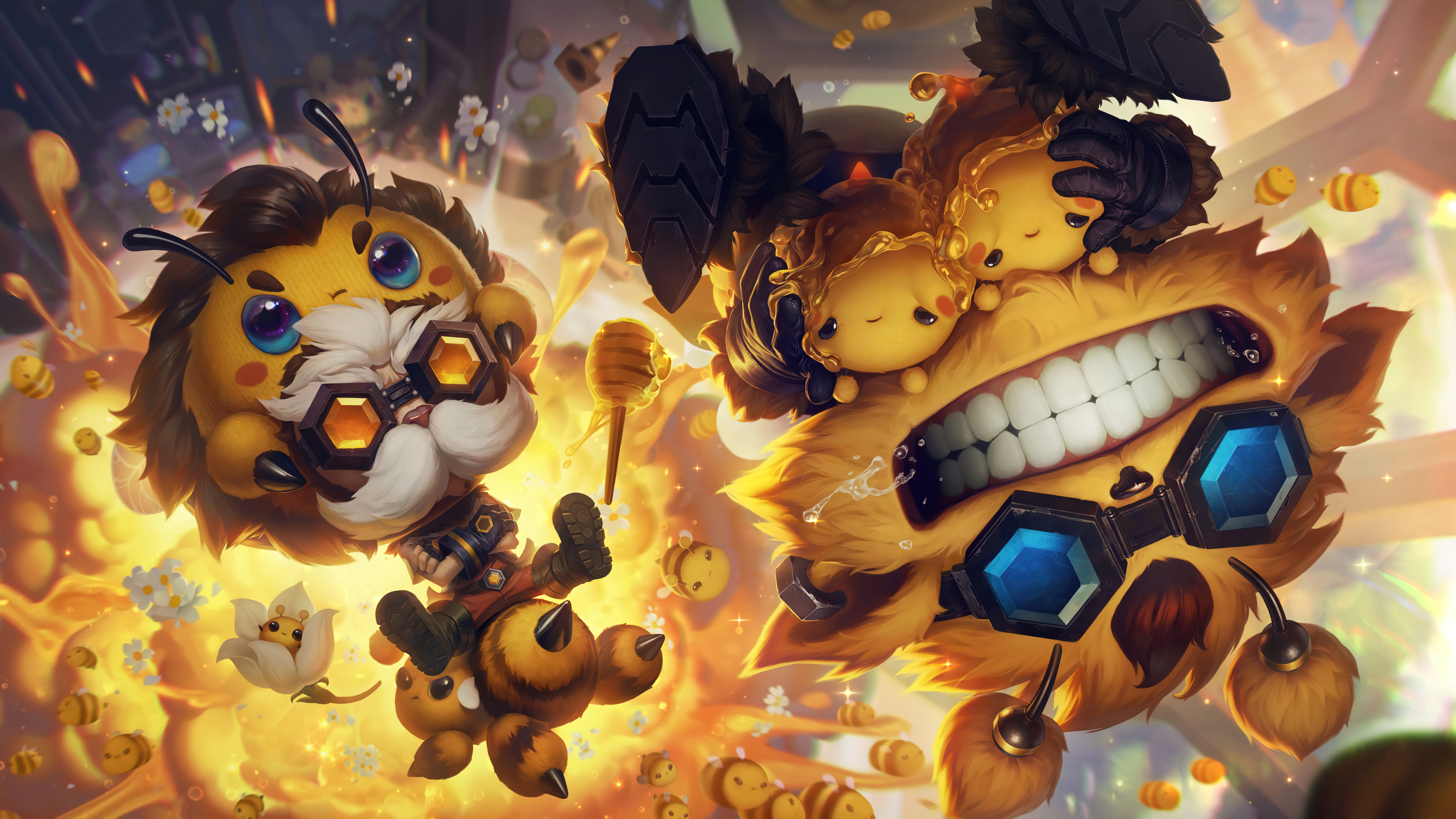 Heimerdinger and Ziggs from League of Legends depicted in a vibrant video game art style.