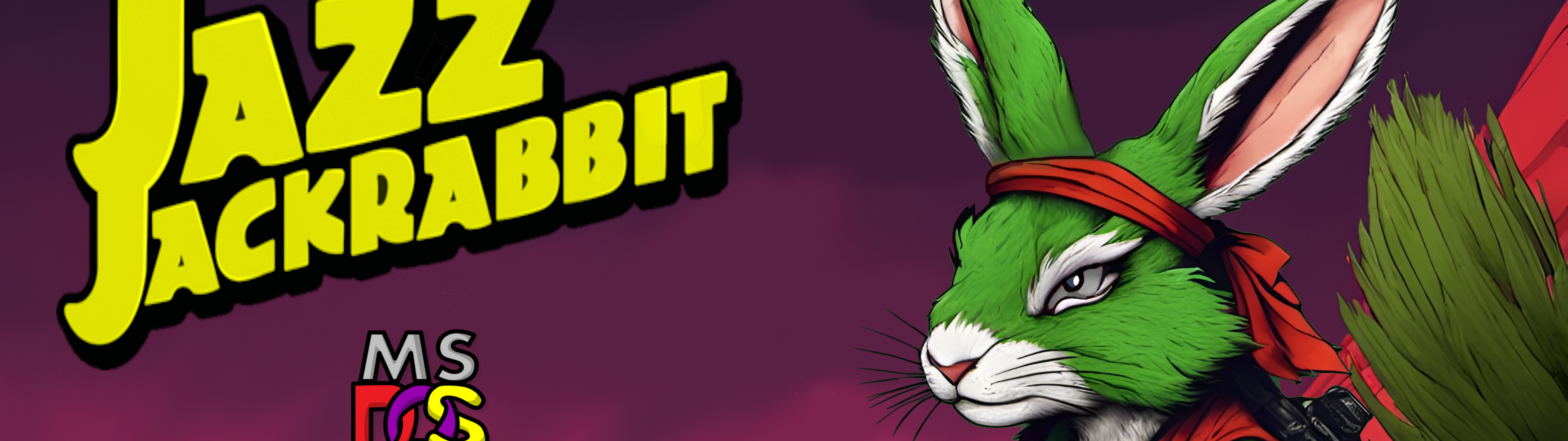 Retro-style illustration of the character Jazz Jackrabbit from the classic video game Jazz Jackrabbit.