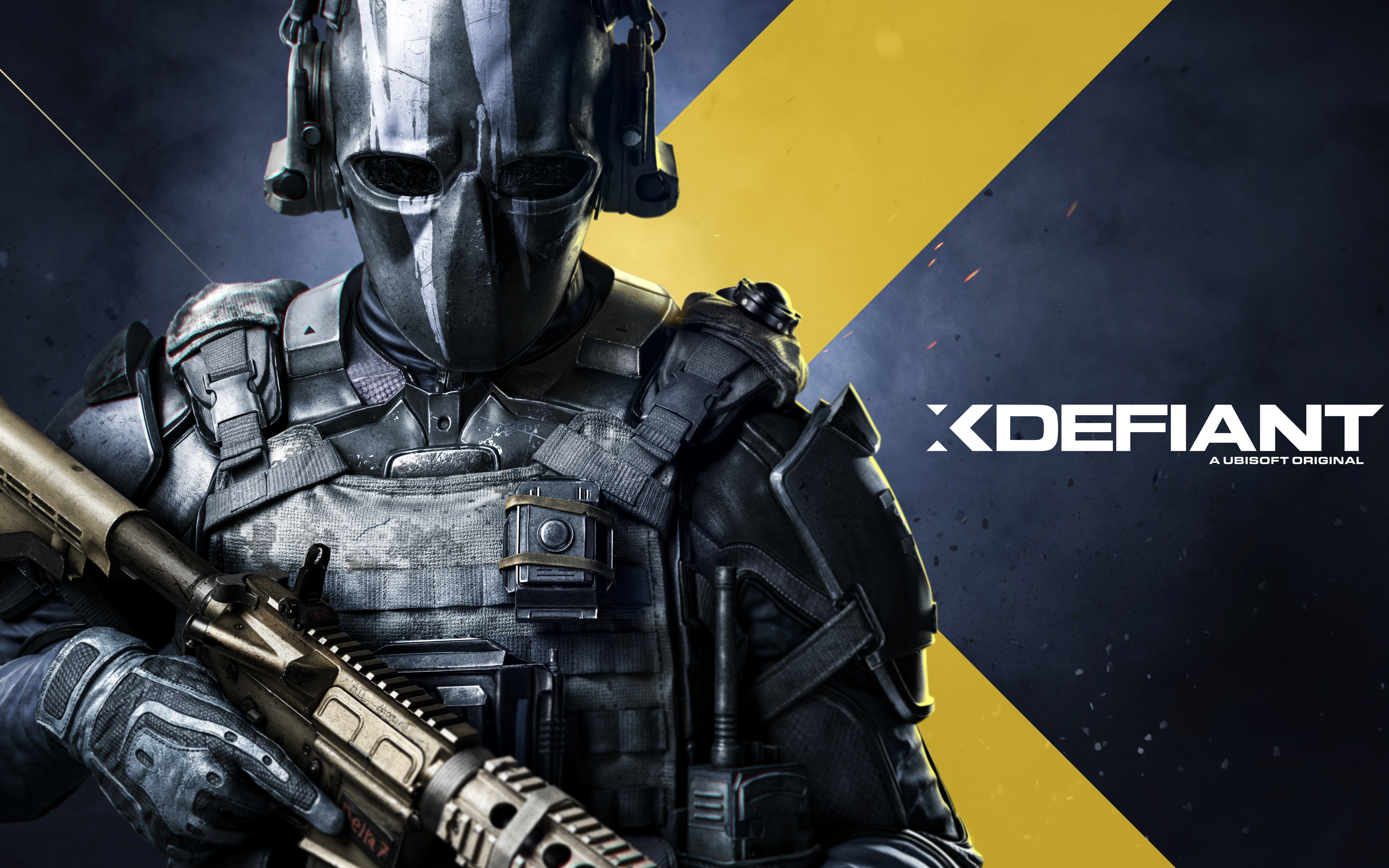 A tactical soldier from XDefiant wearing advanced combat armor and military equipment.