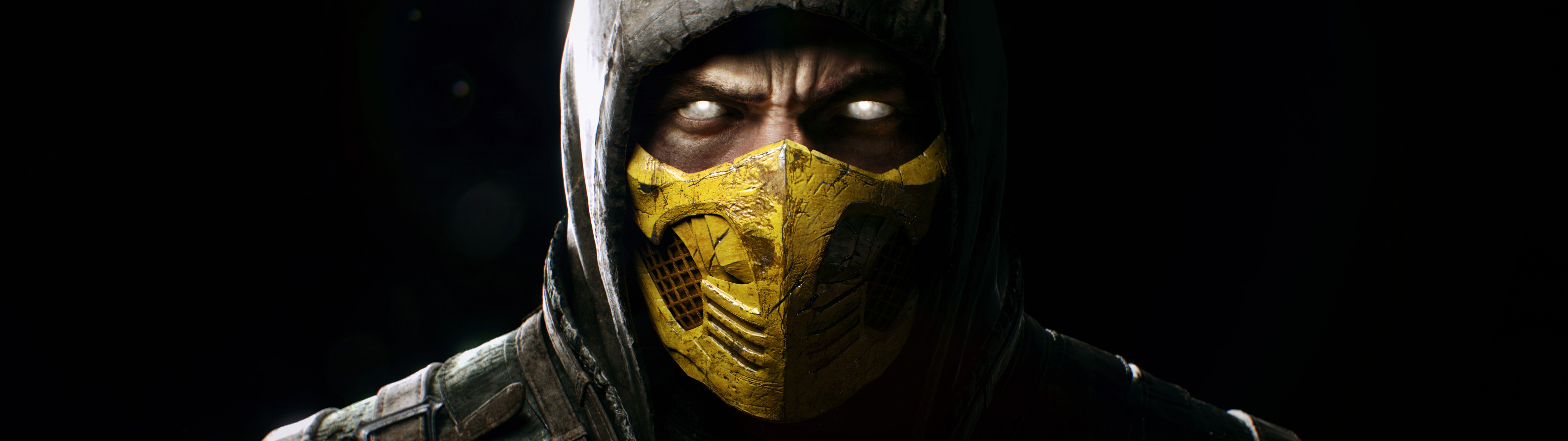 Scorpion from Mortal Kombat wearing his iconic yellow ninja armor and mask.