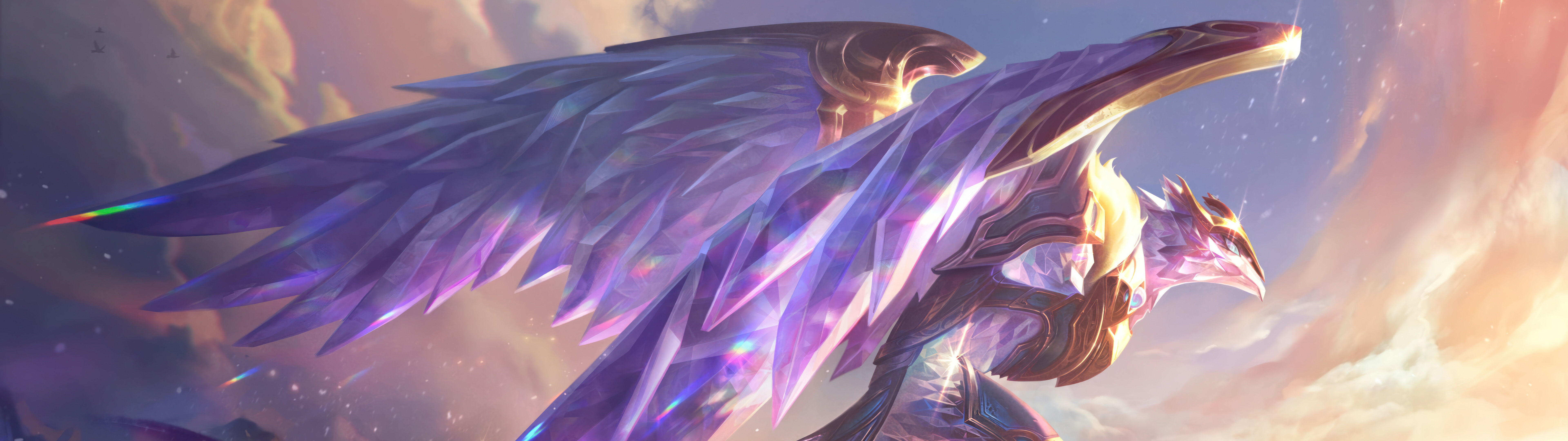 Anivia from League of Legends, a majestic frost phoenix with icy blue wings and glowing eyes.