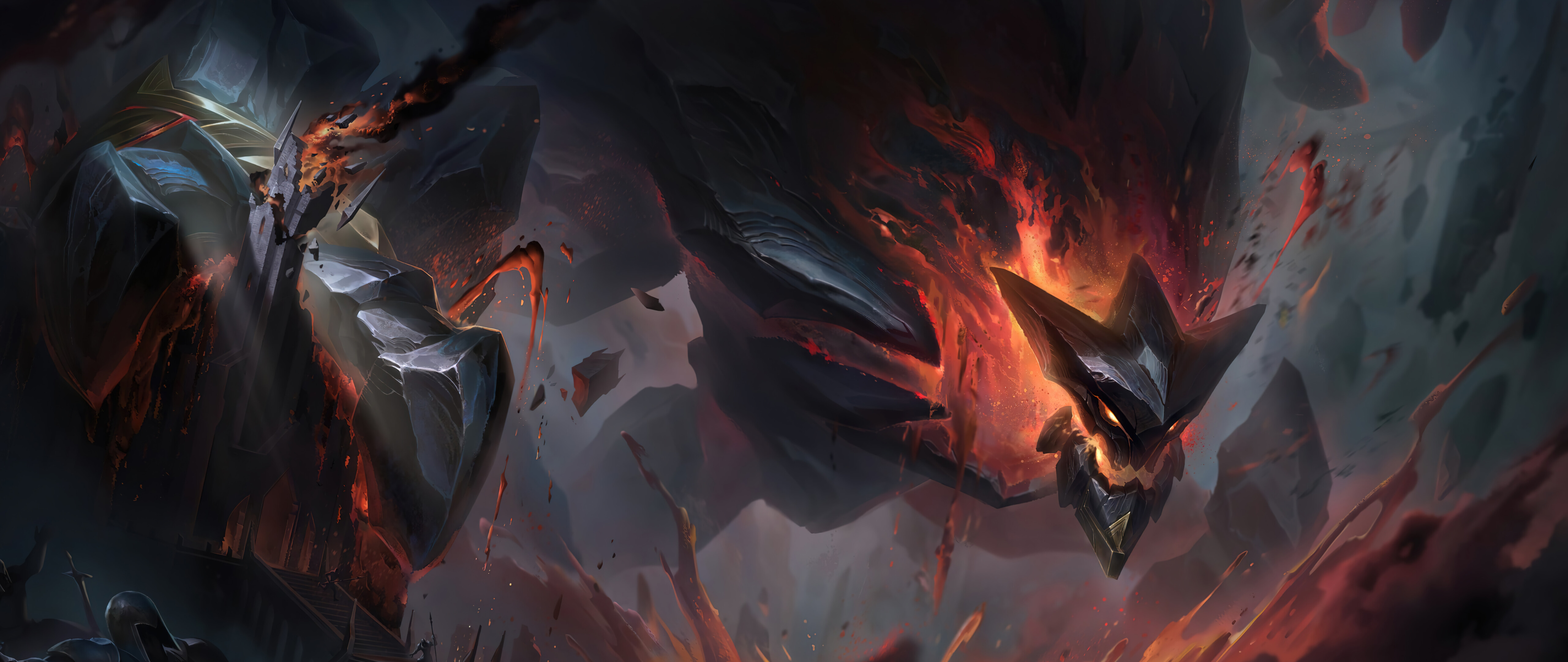 Malphite, the earthen golem from League of Legends, standing as a massive rock creature.