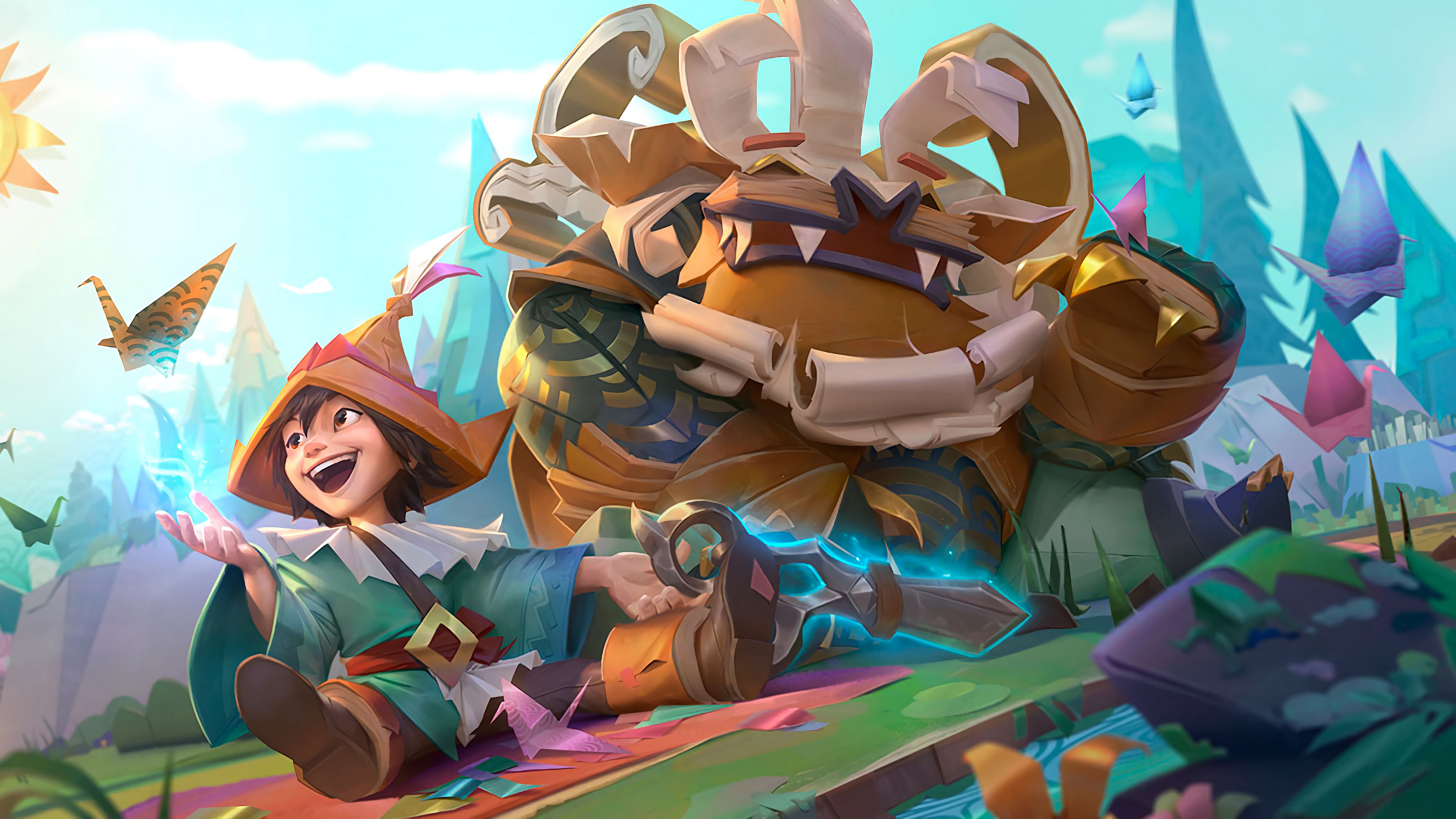 Nunu and the yeti Willump from League of Legends in a snowy environment